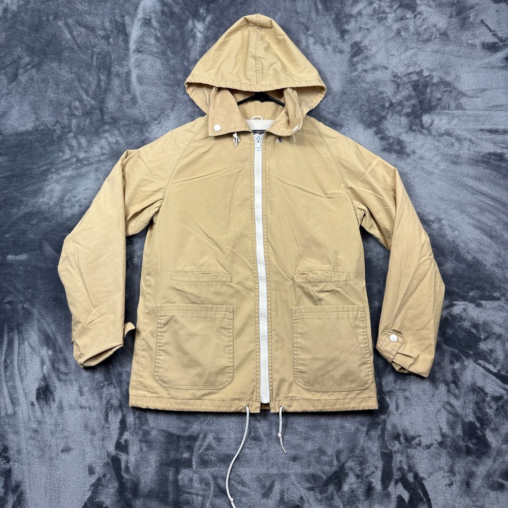 Brooks Brothers Hooded Jacket Women 10 Tan Khaki Full Zip Lightweight Utility